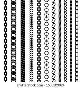 Set of black vertical chains, vector illustration