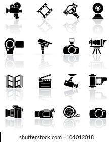 Set of black video and photo icons, illustration