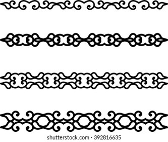 Set of black vintage floral border