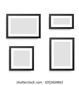 Set of black vintage photo frames. Vector