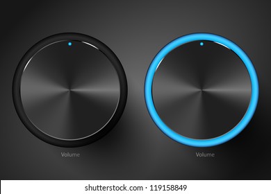 Set of black volume controls. Vector illustration.