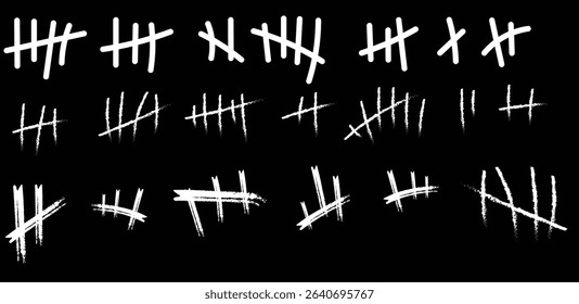 Set of black waiting tally number vector.