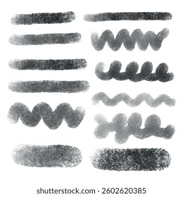  Set of black watercolor brush strokes on white background. Vector texture brushes