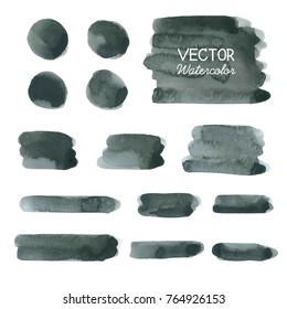 Set of Black watercolor brush strokes. Vector brush stroke