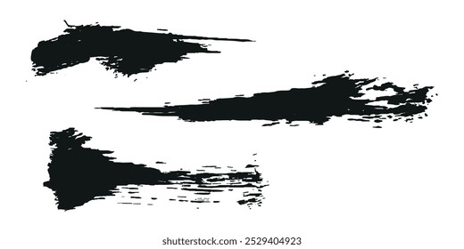 Set of black watercolor brushes. Smears-spots on a transparent background. Watercolor texture.Vector