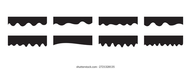 Conjunto de divisor de site de onda preta, ilustração de vetor de elemento de design abstrato de forma de curva separadora em fundo branco. Adequado para banners, divisores, cabeçalhos, fundos, elementos decorativos, site.