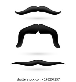 A set of black wax moustache on white background.