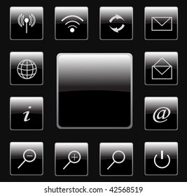 set of black web buttons. vector