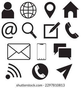 establecer un icono web negro aislado en fondo blanco