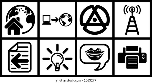 a set of black web icons