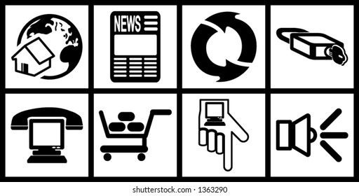 a set of black web icons