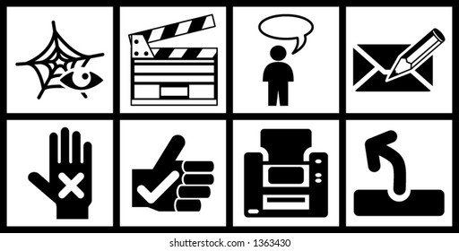 a set of black web icons