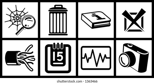 a set of black web icons