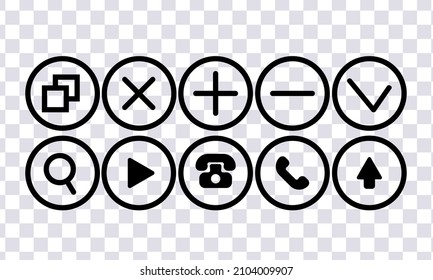 Set of black web icons for web design. Vector set isolated on transparent background.