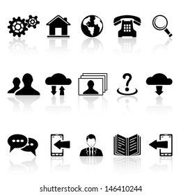 Set of black web icons isolated on white background, illustration.