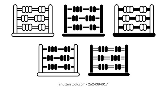 Set von Schwarz-Weiß-Abacus-Icons Verschiedene Stile für Berechnung und Bildung Vektor Design