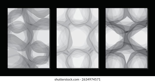 Set of black and white Abstract backgrounds. Vector Backdrop ideas for textile, wall paintings, Scarf, carpet and rugs, banner, template, flyer.