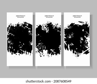 Set of black and white abstract grunge paint texture background.	