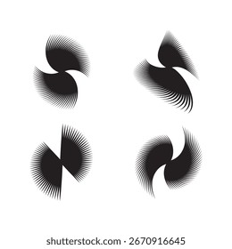 set of black and white abstract shapes