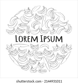 A set of black and white bananas in a circle with an inscription in the middle. Vector graphics