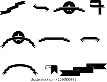set of black and white banners 