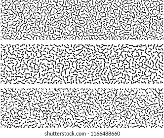 Conjunto de banners en blanco y negro con textura abstracta monocromática. Patrón de efecto de estiplismo vectorial. Estilo de arte pop. 