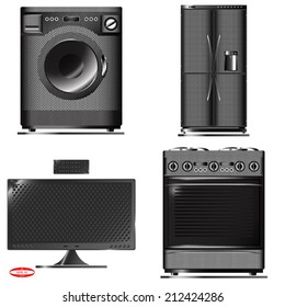 set of black white belongings on white background vector