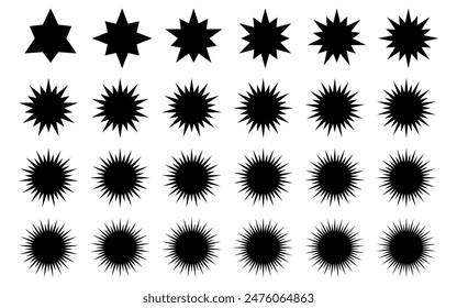 set of black and white blast, bomb, explosive, exploded, many points 