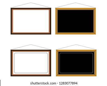 Set of black and white boards hanging with a place for a text.