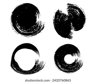 conjunto de círculos redondos de pincel blanco y negro, conjunto de manchas blancas y negras, conjunto de iconos redondos vectoriales negros y blancos de forma circular de pincel de pincel ilustración vectorial,