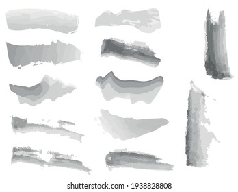 A set of black and white brush strokes with watercolors, backgrounds and text dies for the design of presentations, brochures, websites, flyers