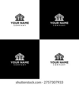 Set of black and white business logos