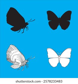 Set of black and white butterfly shape 