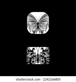 Set of black and white butterfly vector graphic template design