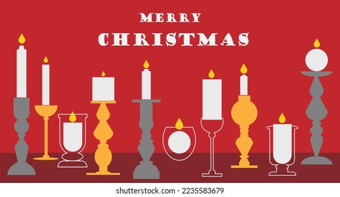 set of black and white candle christmas