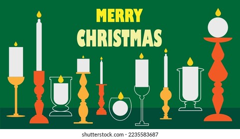 set of black and white candle christmas