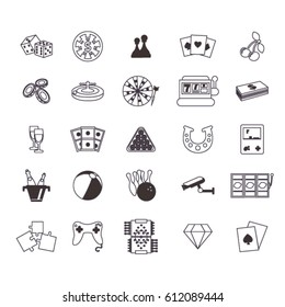 Set Of Black And White Casino Icon