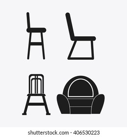 set of black and white Chairs, vector illustration
