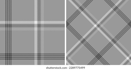 Set black and white check plaid seamless vector pattern. Fashion wallpaper cage pixel texture. Scottish background checkered. Printing on shirts, textiles, curtains and other of fabric. 
