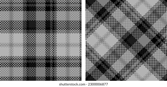 Establezca un patrón vectorial transparente transparente transparente en blanco y negro. Textura de píxel en jaula de papel de moda. Antecedentes escoceses revisados. Impresión en camisas, textiles, cortinas y otros de tela. 