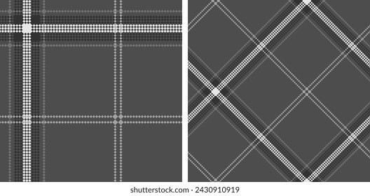 Set black and white check plaid seamless vector pattern. Fashion wallpaper cage pixel texture. Scottish background checkered. Printing on shirts, textiles, curtains and other of fabric. 