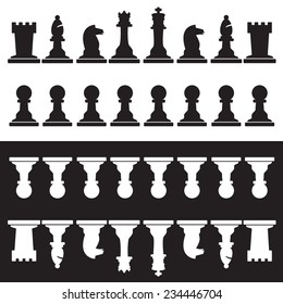 set of black and white chess pieces eps10