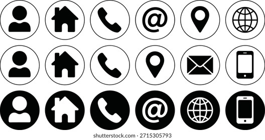 Conjunto de circular en blanco y negro con varios símbolos