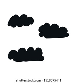 Set of black and white clouds. Vector illustration.