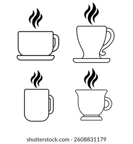 Set of black and white, coffe and tea cup design vector illustration