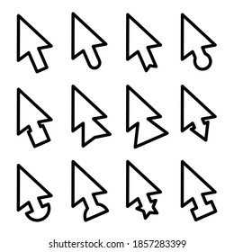 Conjunto de colección de iconos de cursor en color blanco y negro