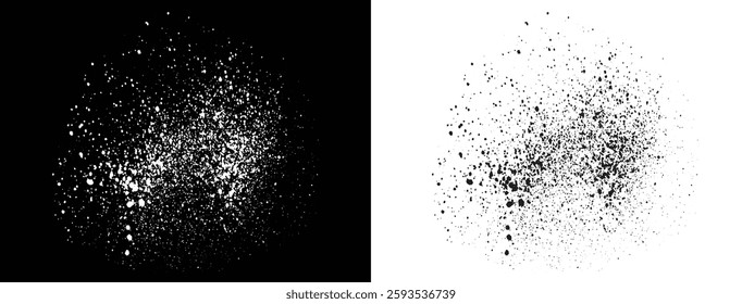 Set of black and white color paint ink brush stroke bleeding vector