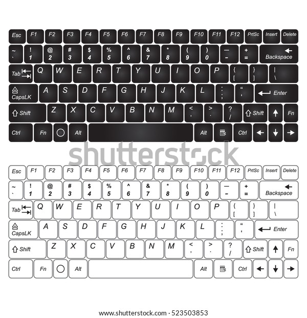 Set Black White Computer Keyboard Isolated Stock Vector (Royalty Free ...