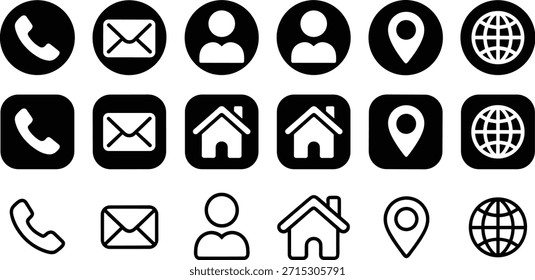 Set of black and white contact in different styles