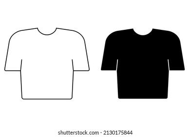 Set of black and white cropped T-shirts vector illustration